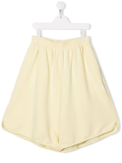 Shop Mm6 Maison Margiela Teen Cotton Drop-crotch Shorts In Yellow