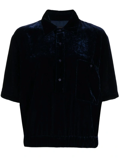 Shop Rta Velvet-effect Oversize Polo Shirt In Blue
