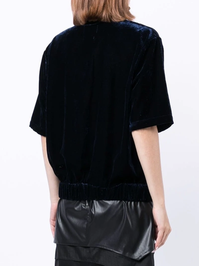 Rta Velvet-effect Oversize Polo Shirt In Blue