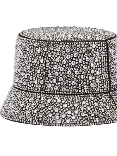 Shop Prada Crystal-embellished Bucket Hat In Silver