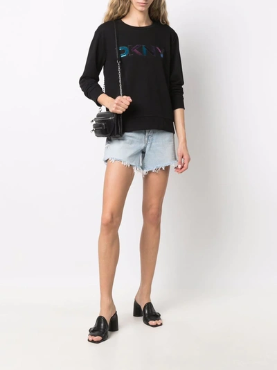 Shop Dkny Sequinned-logo Sweatshirt In Black