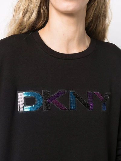 Shop Dkny Sequinned-logo Sweatshirt In Black