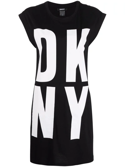 Shop Dkny Longline Logo-print Vest Top In Black