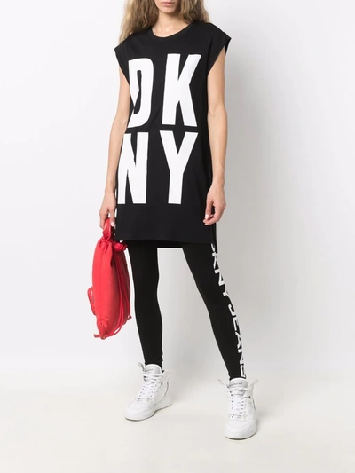 Shop Dkny Longline Logo-print Vest Top In Black