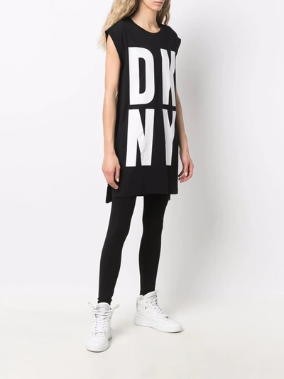 Dkny Longline Logo-print Vest Top In Black