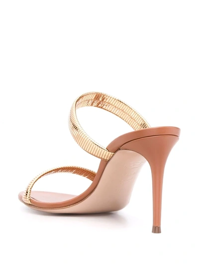 Shop Casadei Roma 25mm Metallic-effect Sandals In Brown