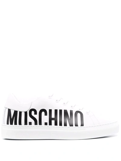 Shop Moschino Logo-print Low-top Sneakers In White