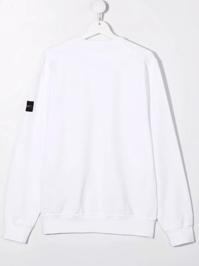 Shop Stone Island Junior Teen Compass Patch Sweatshirt In White