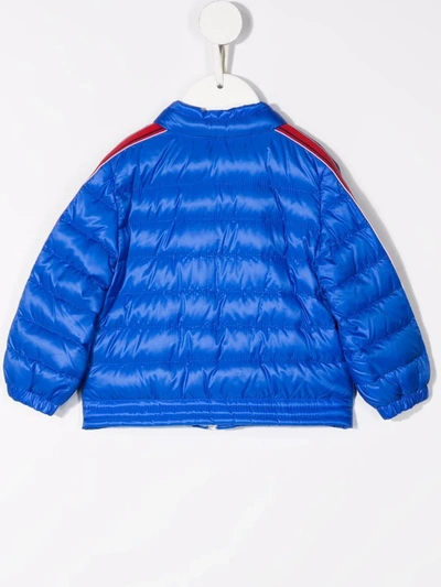 Shop Moncler Padded Logo-patch Jacket In Blue