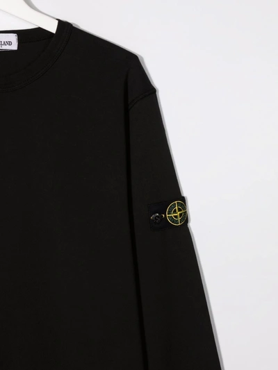 Shop Stone Island Junior Teen Compass Patch Sweatshirt In Black