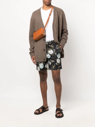 Shop Erdem Floral-print Chino Shorts In Black