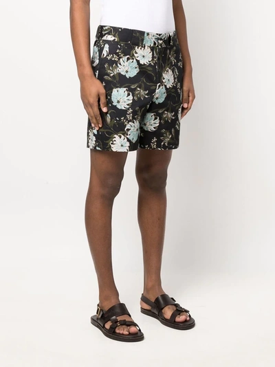 Shop Erdem Floral-print Chino Shorts In Black