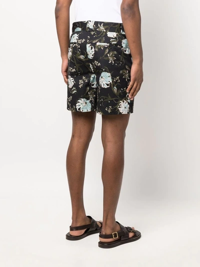 Erdem Lucius Straight-leg Floral-print Cotton-twill Shorts In Black