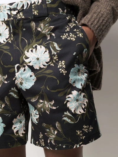 Erdem Lucius Straight-leg Floral-print Cotton-twill Shorts In Black