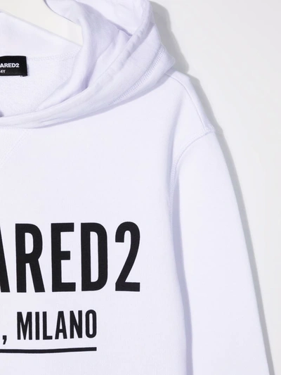 Shop Dsquared2 Teen Logo-print Cotton Hoodie In White