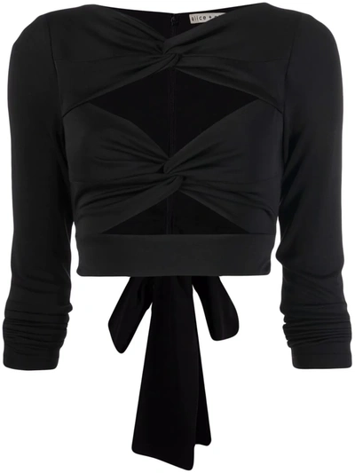 Shop Alice And Olivia Amelie Twist-tie Crop Top In Black