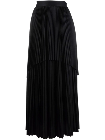Shop Fabiana Filippi Layered Pleated Maxi Skirt In Black