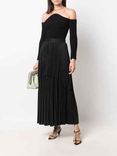 Shop Fabiana Filippi Layered Pleated Maxi Skirt In Black