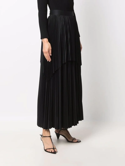 Shop Fabiana Filippi Layered Pleated Maxi Skirt In Black