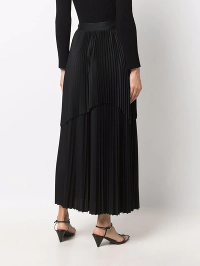 Shop Fabiana Filippi Layered Pleated Maxi Skirt In Black