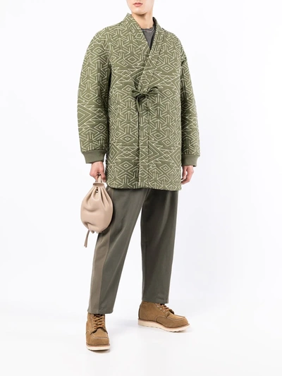 Maharishi Reversible Padded Wrap Jacket In Green