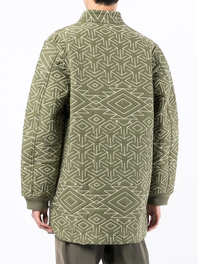 Shop Maharishi Reversible Padded Wrap Jacket In Green