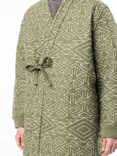 Shop Maharishi Reversible Padded Wrap Jacket In Green