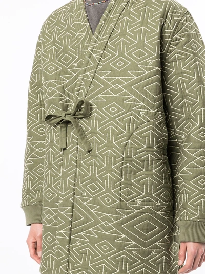 Maharishi Reversible Padded Wrap Jacket In Green