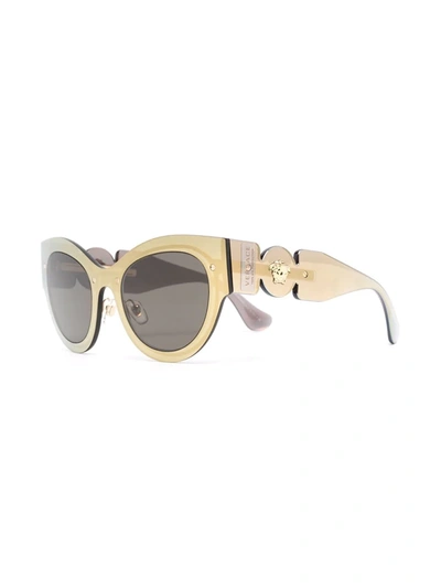 Shop Versace Medusa-plaque Cat Eye-frame Sunglasses In Gold