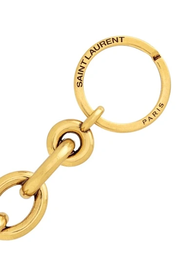 Shop Saint Laurent Logo-engraved Keyring Chain In Gold