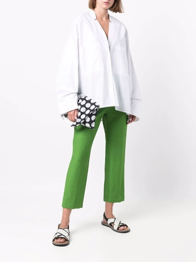 Christian Wijnants Peruna Textured Cropped Trousers In Green