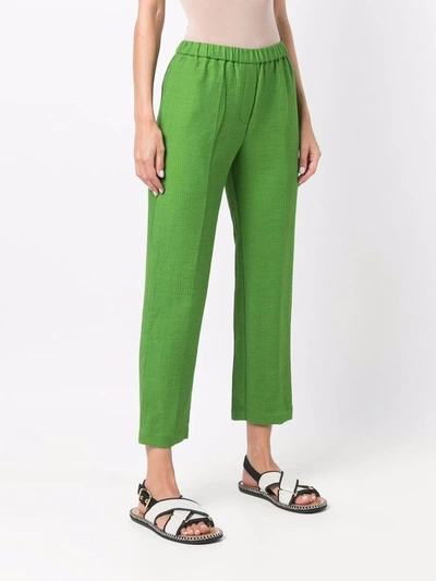 Christian Wijnants Peruna Textured Cropped Trousers In Green