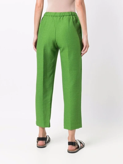 Christian Wijnants Peruna Textured Cropped Trousers In Green