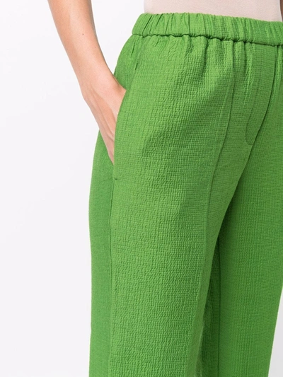 Christian Wijnants Peruna Textured Cropped Trousers In Green