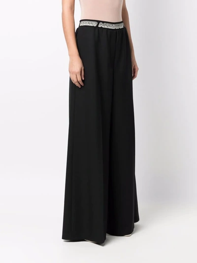 Stella Mccartney Black Palazzo Trousers With Logoed Band In Black