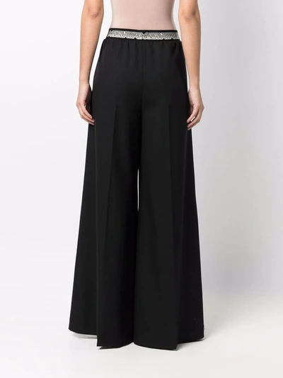 Stella Mccartney Black Palazzo Trousers With Logoed Band In Black