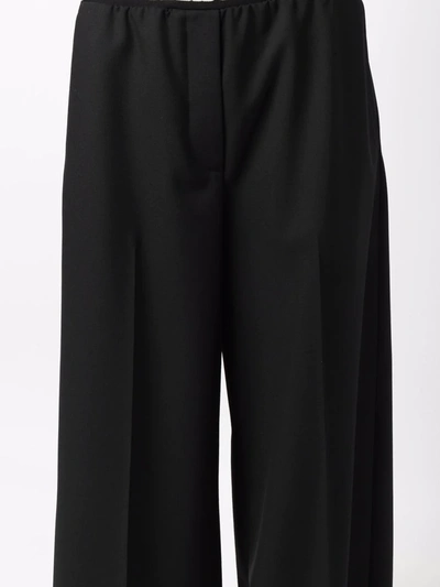 Stella Mccartney Black Palazzo Trousers With Logoed Band In Black