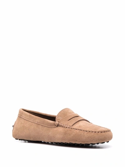 Tod's Pink Gommino Loafers In Suede Woman In Brown