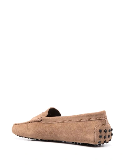 Tod's Pink Gommino Loafers In Suede Woman In Brown