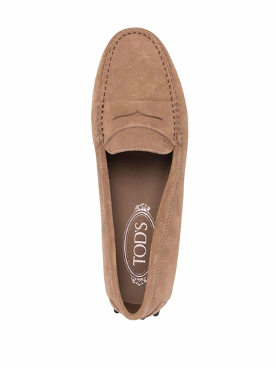 Tod's Pink Gommino Loafers In Suede Woman In Brown