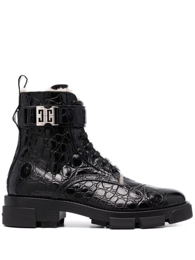 Shop Givenchy 4g Buckle Combat Boots In Black
