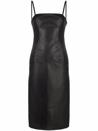 Shop Giuseppe Di Morabito Leather Midi Dress In Black