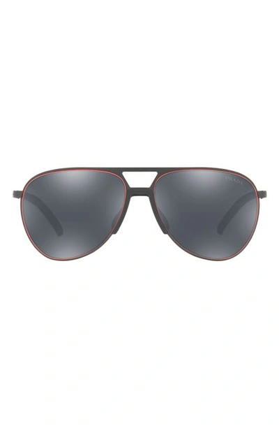 Shop Prada Linea Rossa 59mm Mirrored Pilot Sunglasses In Matte Grey/grey Mirrored Black