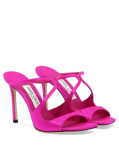 Shop Jimmy Choo "anise 95" Sandals In Fuchsia