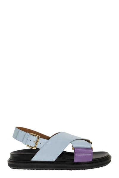 Shop Marni Fussbett - Calfskin Sandal In Light Blue/lilac