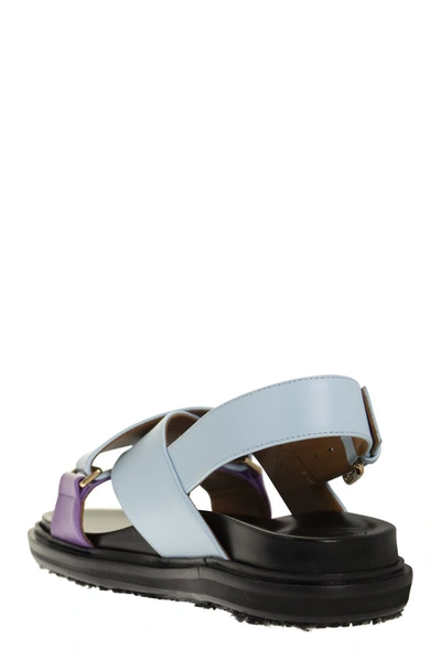 Shop Marni Fussbett - Calfskin Sandal In Light Blue/lilac