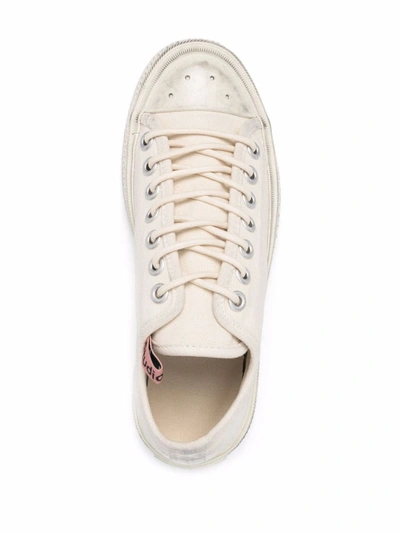Acne Studios Off-white Canvas Low-top Sneakers In Nude
