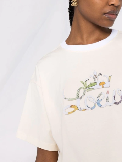 Shop Loewe Embroidered Graphic-logo Cotton T-shirt In Nude