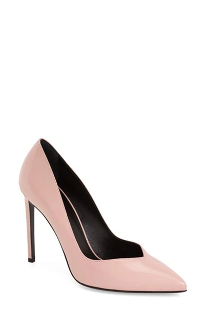 Shop Saint Laurent 'paris Skinny' Pointy Toe Pump (women) In Pale Pink Leather