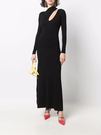 Shop Manurí Cut-out Detail Long-sleeve Dress In Schwarz